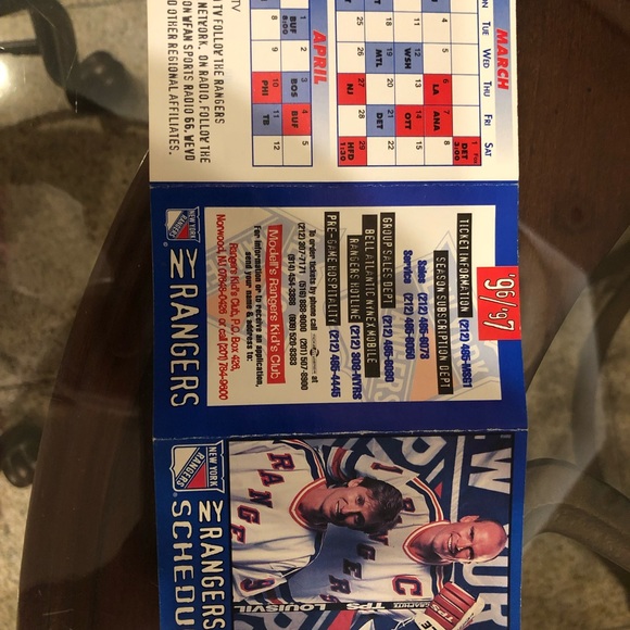 NY Rangers 1996-1997 Game Schedule - Picture 4 of 4